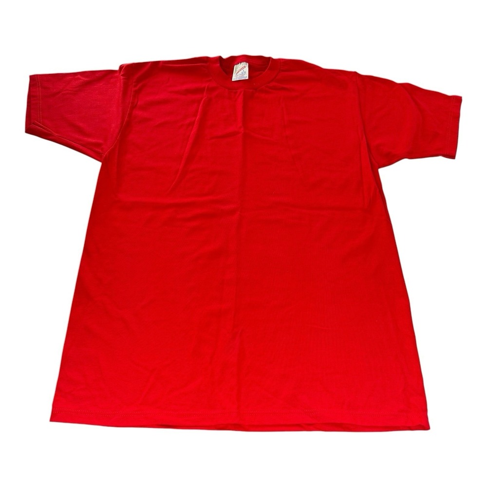 Vintage Jerzees 50/50 Blank Red T Shirt USA Made Double Stitch Men's Large Tee